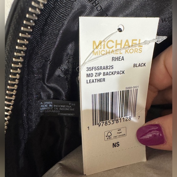 Michael Kors Rhea Medium Suede Leather and Faux Shearling Backpack in Black main image 8